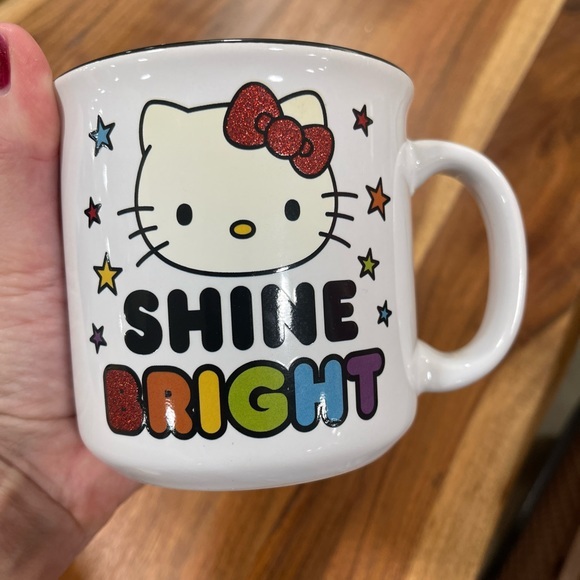HELLO KITTY Sanrio Shine Bright Glitter Rainbow 🌈 Ceramic Coffee Mug NEW - Picture 1 of 6
